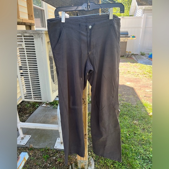 Prana Wide Leg Gray Cotton Nylon blend Hiking  Drawstring Pants Size Medium - Picture 1 of 5